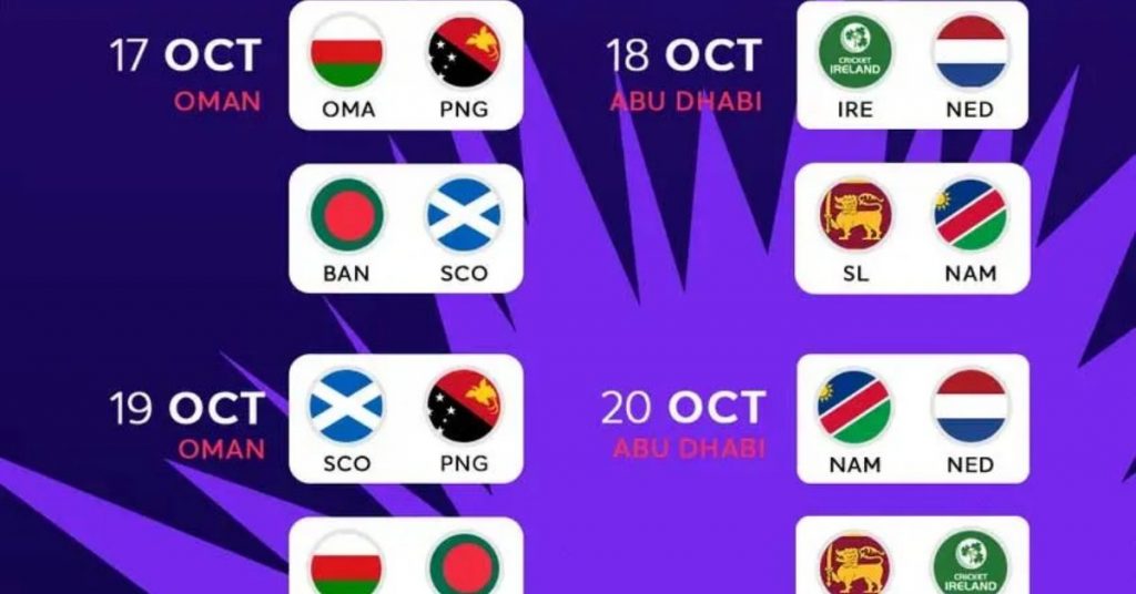 T20 World Cup 2021 Group A Schedule